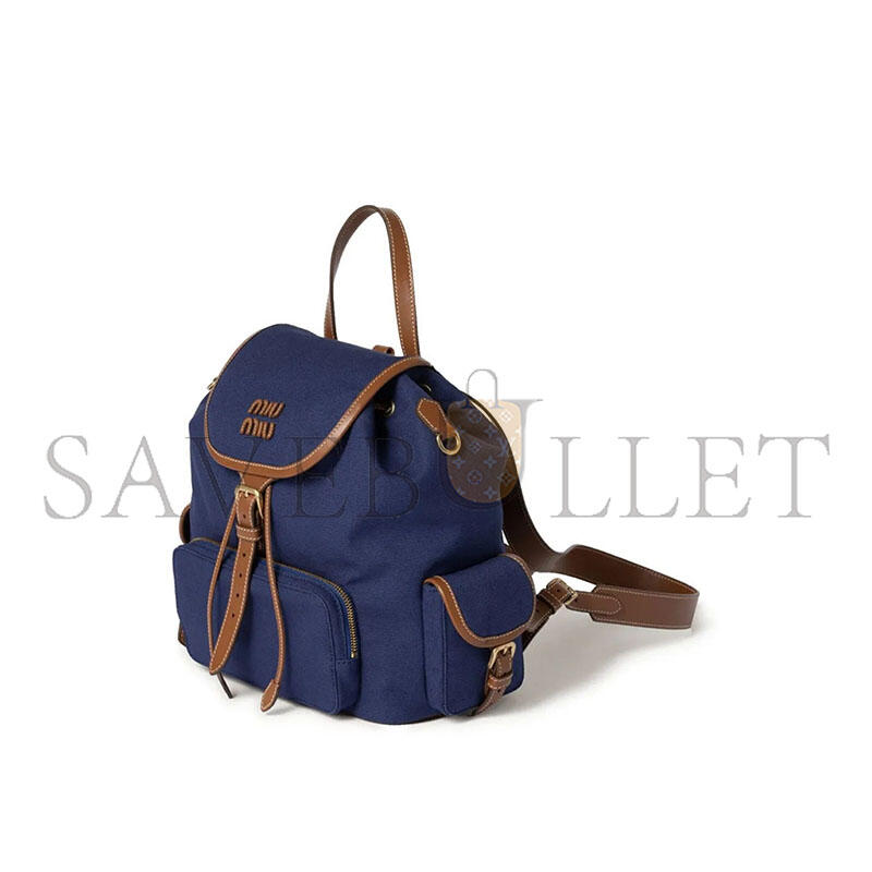 MIU MIU CANVAS AND LEATHER BACKPACK 5BZ042 (29.5*25*12.5cm) MIU MIU CANVAS AND LEATHER BACKPACK 5BZ042 (29.5*25*12.5cm)